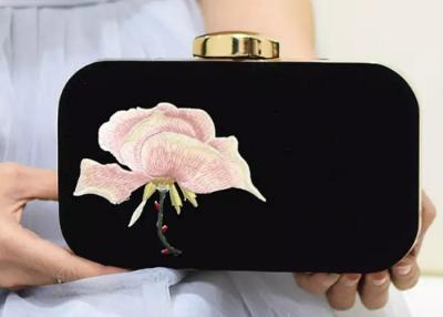 China Unique Design Women ' S Evening Bags And Clutches , Floral Embroidered Purse With Golden Frame for sale