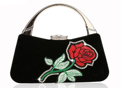 China Women ' S Velvet Embroidered Evening Bag Rhinestone Adorned For Wedding Party for sale