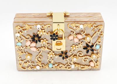 China Fashion customize jewel box ladies party bag bridal handbag acrylic clutch bag for sale