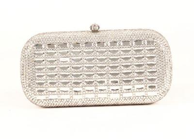 China Rectangular Silver Rhinestone Evening Bags With 120cm Metal  Chain for sale