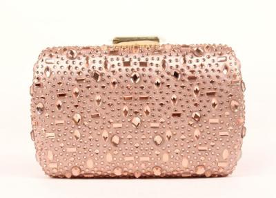 China Bling Champagne Rhinestone Clutch Evening Bag , Hot Fixed Box Clutch Evening Bags for sale