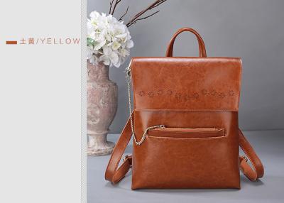 China Fashion Oil Wax Leather Womens Backpack Bags , Ladies Multifunctional Shoulder Bag for sale