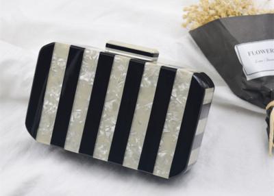 China Square Black And Yellow Striped Acrylic Clutch Bag Box Evening For Women for sale