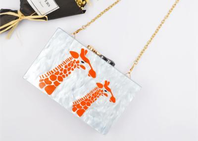 China Agate Marble Acrylic Clutch Bag , Women' S Clutch Purse With Agiraffe Pattern for sale