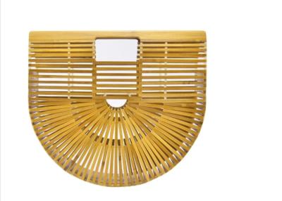 China Ins Popular Women Charcoal Rattan Bamboo Clutch Bag , Open Closure Bamboo Handbag for sale