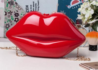 China Trendy Stylish Adorable Makeup Acrylic Clutch Bag Lip Shaped As Cosmetic Bag for sale