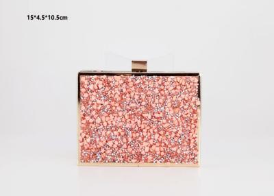 China Luxury high quality pink color crystal clutch purse ladies bag evening handbag for sale