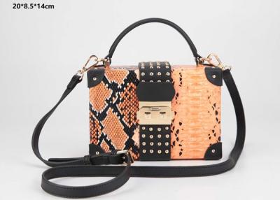 China New style snake pattern PU leather hard case clutch purse with shoulder strap for sale