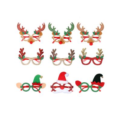 China Funny Christmas Items Antlers Decoration Glass Frame Kids Christmas Glasses For Party for sale