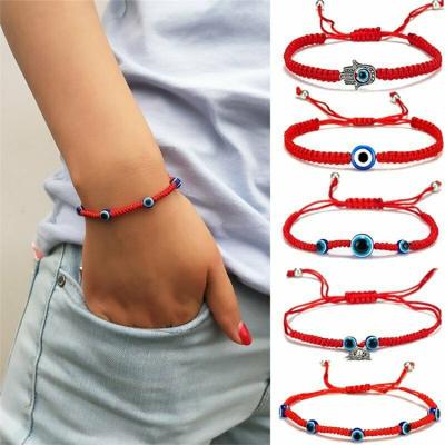 China Hot Selling Creative Adjustable Braided Bracelet Environmentally Friendly Red Rope Blue Eyes Evil Eyes Bracelet For Jewelry for sale