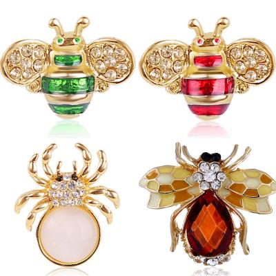 China Trendy Fashion Alloy Rhinestone Insect Brooch Bee Spider Brooch Pins For Costume Accessories for sale