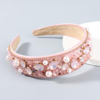 China Vintage New Rhinestone Baroque Elegant Colorful Women's Headband Party Headwear Hair Accessories Pearl Particle Headband Bohemian Hair Accessories for sale