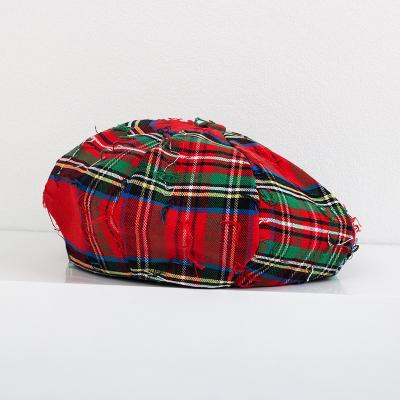 China High Quality Women's Autumn Winter Hat Plaid Red Beret Old Art Painter Octagonal Hat For Women Men for sale