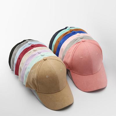 China 2022 Simple COMMON Suede Baseball Cap For Women Trucker Hat Men Adjustable Sports Cricket Hat Gorras Solid Custom for sale