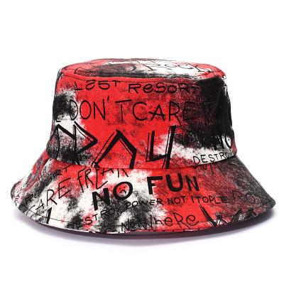 China Daily 2022 Summer Graffiti Bucket Hat For Women Men Letter Bob Fisherman Hat Boys Teenager Sun Outdoor Foldable Hat Reversible for sale