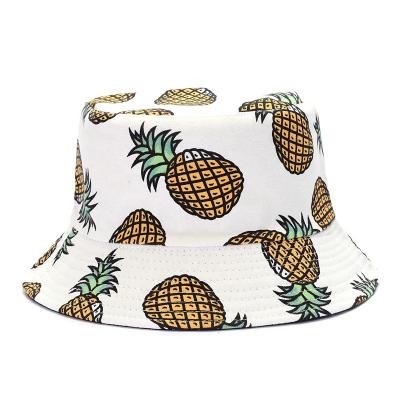 China Daily New 2022 Summer Banana Pineapple Bucket Hat For Men Women Fisherman Hat Girls Beach Fruit Sun Outdoor Foldable Hat for sale