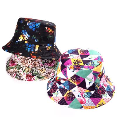 China Daily 2022 Black Men Women Beach Sun Hats Fisherman Parasol Bucket Hat Summer Double Sided Fishing Reversible Bird Hat for sale