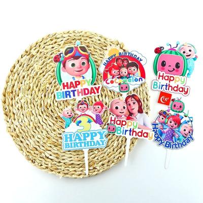 China Acrylic Cake Topper For Happy Birthday Kids Theme Baby Shower Party Baking Supplies TX Tool Cocos Melon Party Decoration Supplies ACRYLIC for sale