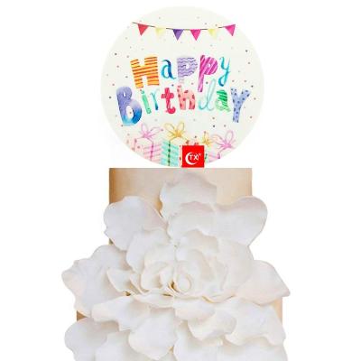 China Viable UV Printing Acrylic Topper Birthday Party Decoration Logo Colorful Atmosphere Gift Festival TX Balloon Flag Cake Topper for sale