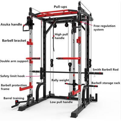 China Modern Home and Gym Use Multi Functional Gym Machine Equipment with Trainer Smith Multi Function Small Bird Smith Deep Squat Machine for sale