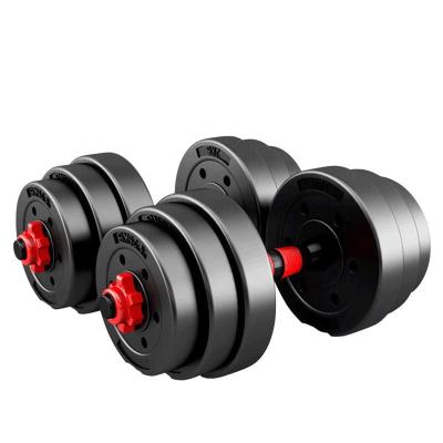 China Commercial Black Cheap Adjustable Barbell Dumbbell Cement Dumbbell Cement Use Plastic Dumbbell Use For Home Gym Fitness for sale