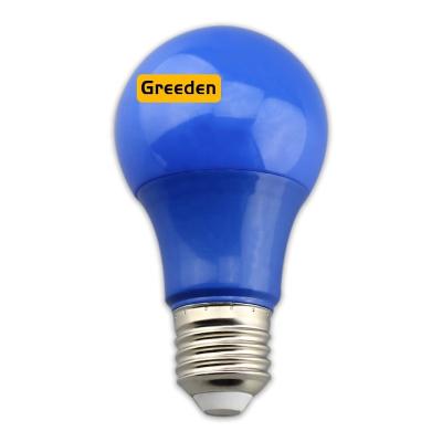 China Warehouse 110V 220V A60 3W 5W 7W 9W led blue color bulb for party lighting led color bulb with CE ROHS for sale