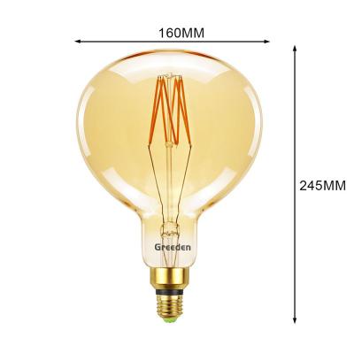 China Residential Edison LED Calabash Light Bulb 6 Watt - 60W Equivalent Filament 2700K Amber Glass - Warm White Color - 550LM - R160 - Low E26 Design for sale