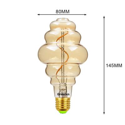 China Vintage Edison Light Bulbs 2000K (Amber Gold Glass) Residential Vintage Spiral Spiral Shaped Edison Bulb Led 4W 110V Antique Warm White Bulb for sale