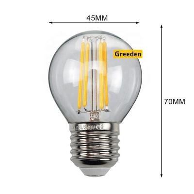 China Dimmable G45 LED Dimmable Crystal Light Bulb 3W 2200K Amber Glass Vintage Retro Lamp E12 E14 Global Base Filament Light Bulb for sale