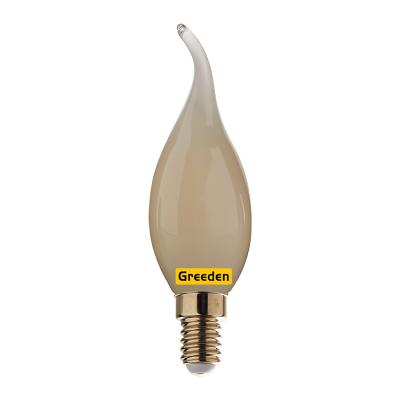 China 110V and 220V C35 Amber Glass LED Residential Vintage Edison Bulb Filament Candle Ampul for Christmas for sale