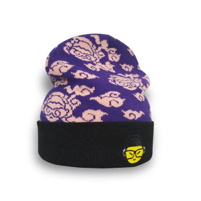 China Wholesale 2021 new COMMON top style jacquard embroidery knit fabric winter hat with logo DIY custom skull cap ski wool hat for sale