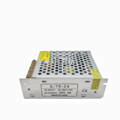 China LED Lighting Driver Power Supply S-75-24 110v or 220v Input to Output Dc 0watts 24volt 3a 24v LED Lighting Driver for sale