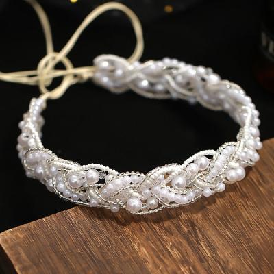 China Durable Luxury Style Rhinestone Wedding Tiara Bridal Hair Accessories Exquisite Beads Bridal Hair Accessories for sale