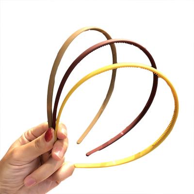 China Hot Selling Fashion Women's Fashion Morandi Single Color Edge Hair Circle Plastic Frosted Fine Hair Accessories for sale