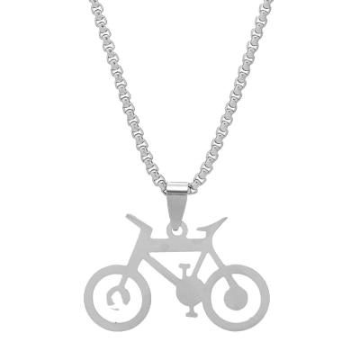 China Hiphop New Creative Stainless Steel Bicycle Pendant Necklace For Men And Women All Match Stainless Steel Necklace Chain for sale