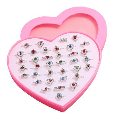 China New Cute Hot Sale Rhinestone Rings For Girls Adjustable Size Alloy Open Ring For Princess Birthdays And Holidays for sale