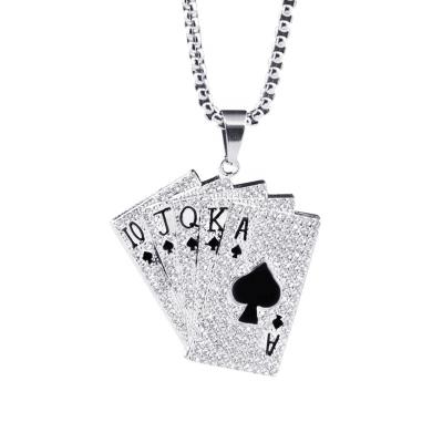 China Wholesale European and American Men's Hip Hop Necklace Men's Pendant Chain Sweater Flow New Hiphop Men's Playing Card Necklace for sale