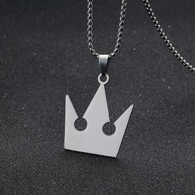 China Hiphop Mens Stainless Steel Crown Sweater Chain Stainless Steel Pendant Necklace Personalized Cool Chain For Men And Women for sale