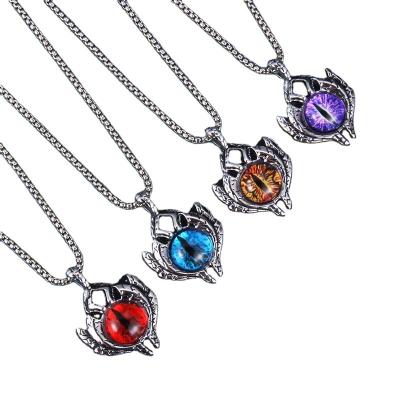 China Hiphop Trendy Turkish Devil's Eye Hip Hop Pendant Necklace for Men and Women Cool Rock Stainless Steel Jewelry Chain Accessories for sale