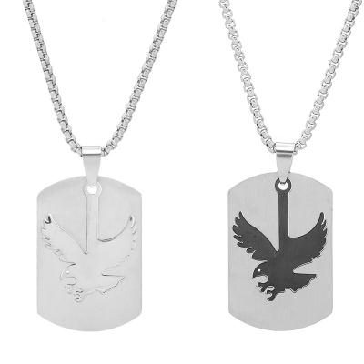 China Hiphop Men's Eagle Pendant Military Necklace Hip Hop Stainless Steel Chains for Teens in Night Clubs and Parties for sale