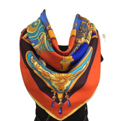 China Square Top Designer Direct Print 90x90 Twill Digital Custom 100% Silk Goergette Scarf for sale