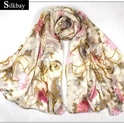 China Muslim Square 100% Silk Fashion Hijab Print Scarf Factory Factory for sale