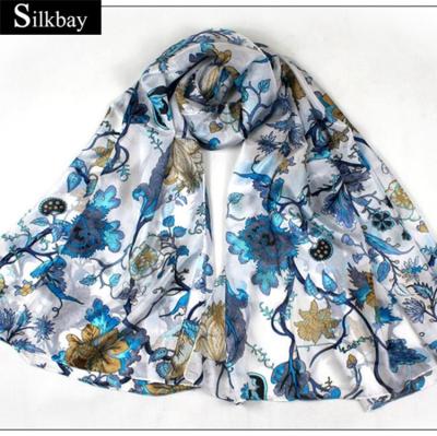 China Square Custom Printed Italian Style Women's Muslim Scarf 100% Silk Long Scarves Shawl for sale