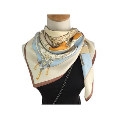 China Square Made Lady Scarves Custom Digital Printing Twill Silk Scarf for sale