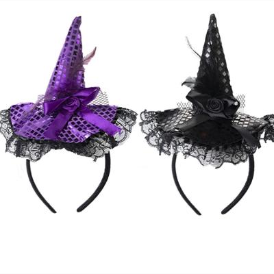 China Crazy Party Night Witch Hat Headband Cosplay Costume Dress Up Hair Accessories Halloween Party Decorations For Party for sale