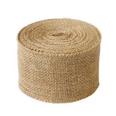 China DIMENSIONAL Wide 8cm Natural Burlap Fabric With Beautiful Burlap Ribbon 10m Long For Wedding Event Party And Home Decoration for sale