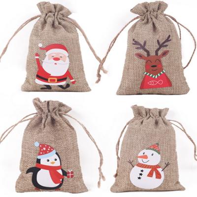 China Wholesale 24pieces Burlap Christmas Burlap Bags Christmas Favors for Christmas Party Decorations for sale