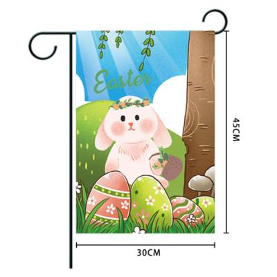 China New Spring Happy Easter 30*45cm Bunny Flag Banner Garden Polyester Decoration for sale