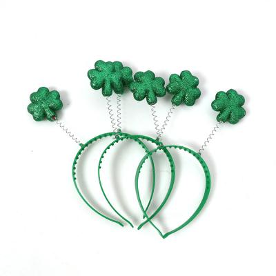 China Irish Shamrock Clover Leaf Hair Accessories St. Patrick's Day Decorations Party Boppers For Supplies Costume Party Accessories for sale