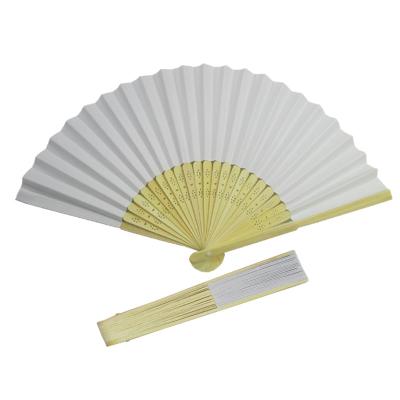 China China Wholesale Solid Color Hand Foldable Paper Fans Party Wedding Favor with Cut Out Bamboo Ribs for sale